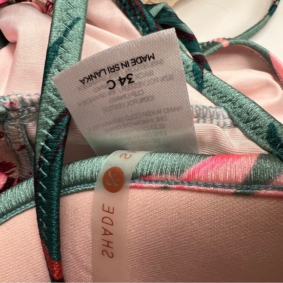 Shade & Shore Floral Palms Cutout One Piece Swimsuit Size Medium 34C Green Pink - Picture 5 of 8